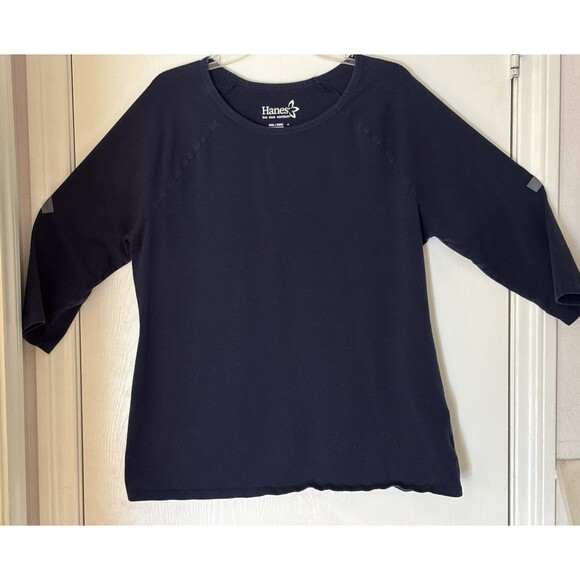 Hanes Women Blue 3/4 Sleeve T-Shirt 2XL - Picture 3 of 9